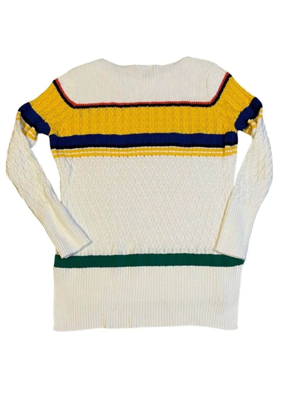 Vintage Liz Claiborne Women's XL Sweater Striped Cable Knit Preppy Chunky 90s